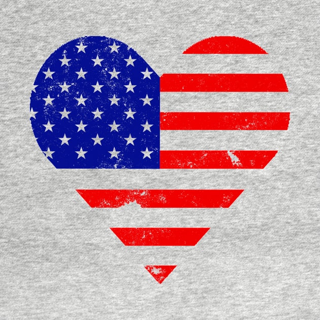 Red Distressed American Heart Flag USA Patriotic - Heart Flag - 4th of July- I love USA by DazzlingApparel